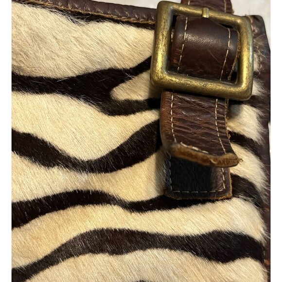Western Hair On Cowhide Zebra Print Genuine Leather Shoulder Bag Made In USA - Picture 11 of 16